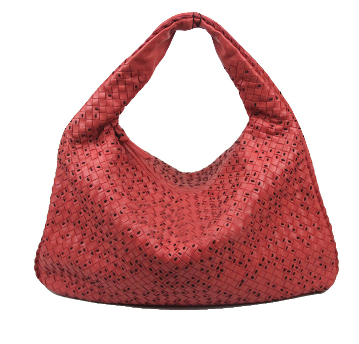 Bottega Veneta Maxi Veneta intrecciato leather shoulder bag 5092 red/black - Click Image to Close